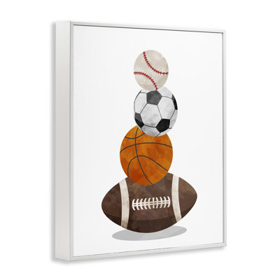 Sports Ball Bunch Framed Giclee, design by Christine Simpson Art