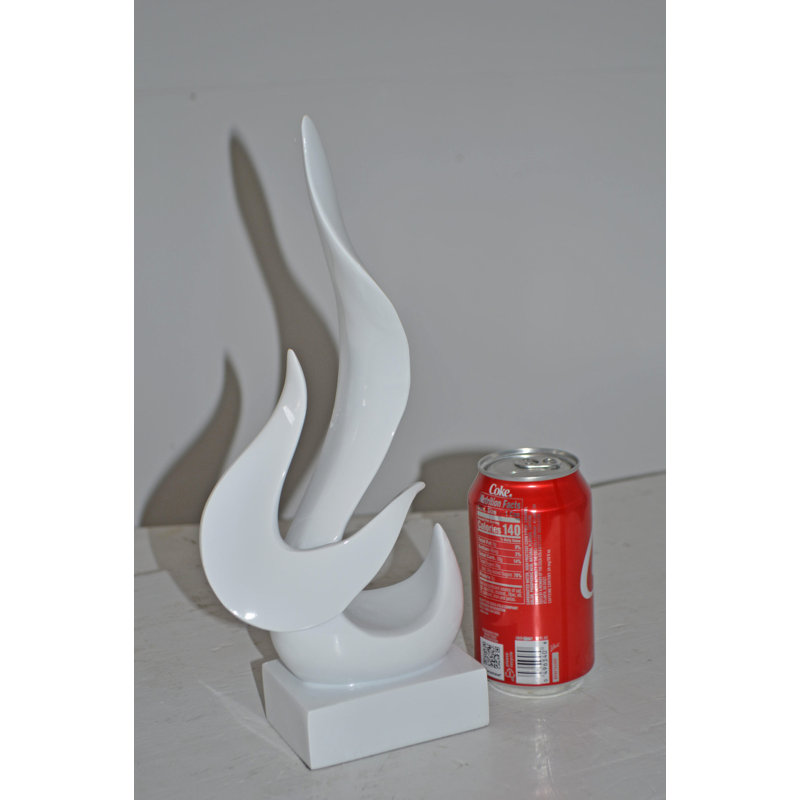 Ameline Modern Art Abstract of Fire White Resin Statue - Size: 6"L x 3"W x 12"H. , White