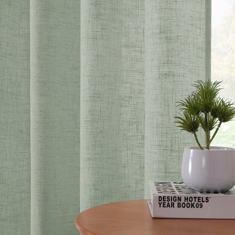 Thick Linen Farmhouse Window Curtain Drapes Linen Curtains 84 Inch Length for Living Room 96 Inches Grommet for Farmhouse Textured Curtains 2 Panels Set