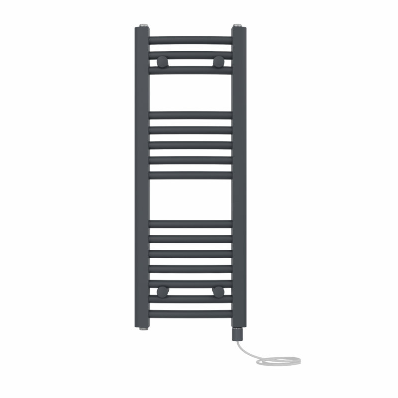 Claudene Curved Towel Rail Heated Towel Rails, 80cm H x 30cm W x 3.4cm D, Anthracite