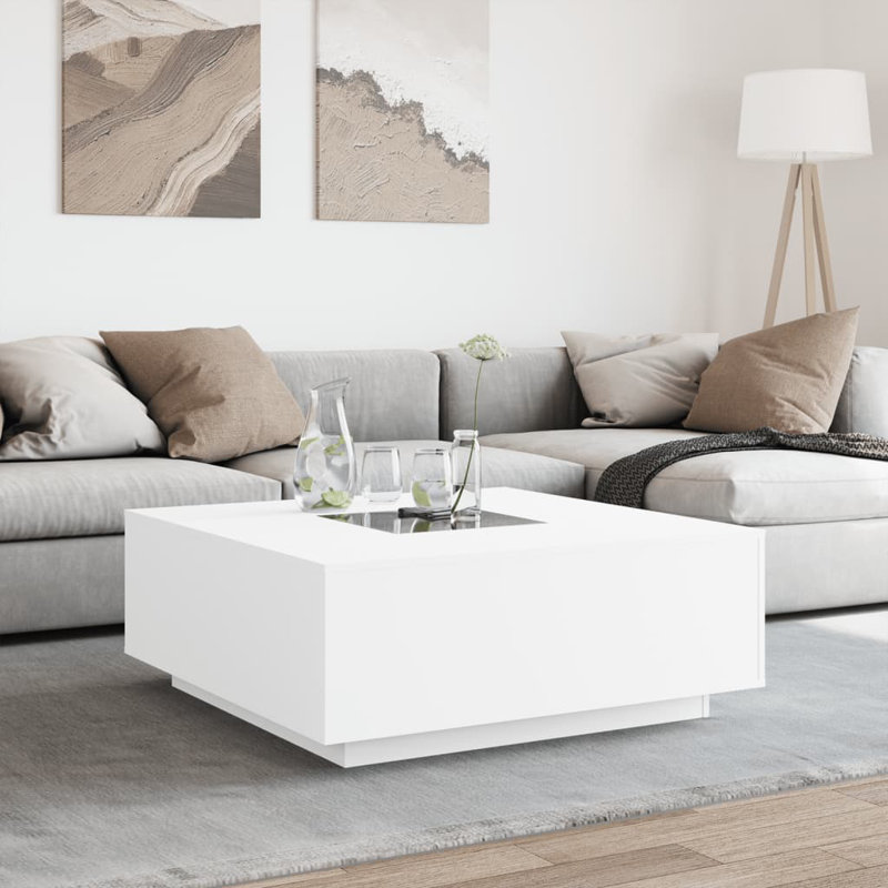 Creigh Coffee Table, White, White/Clear