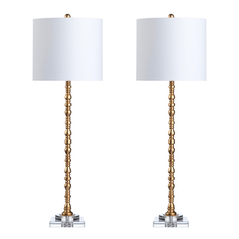 36.75" Metal Table Lamp With White Shade
