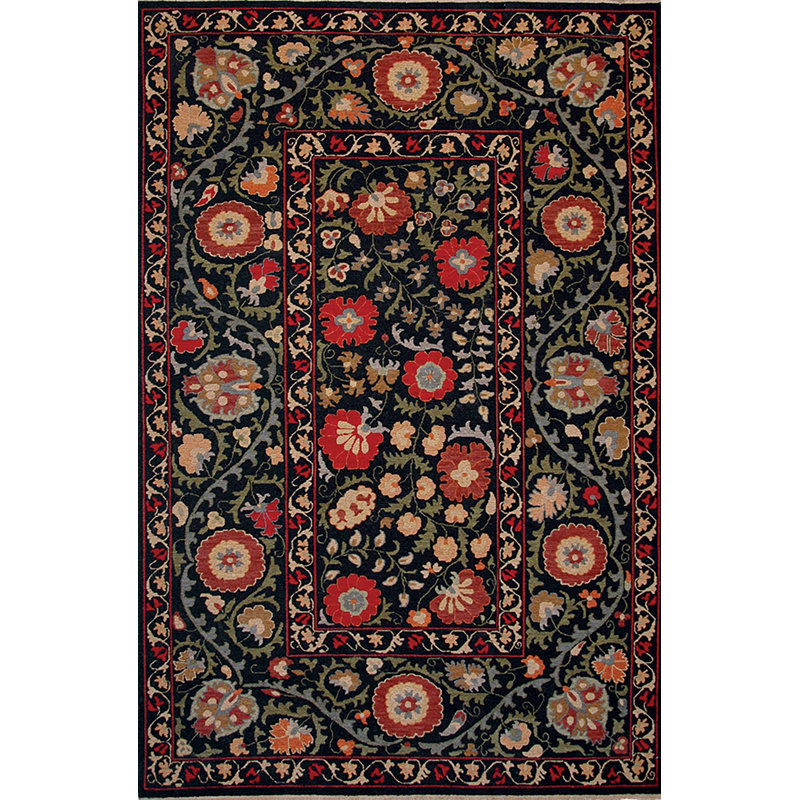 SUZANI 12 BLACK, Rectangle 6' x 9'