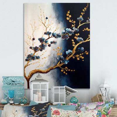 Watauga Blue Cherry Blossom Branch VI Metal Wall art