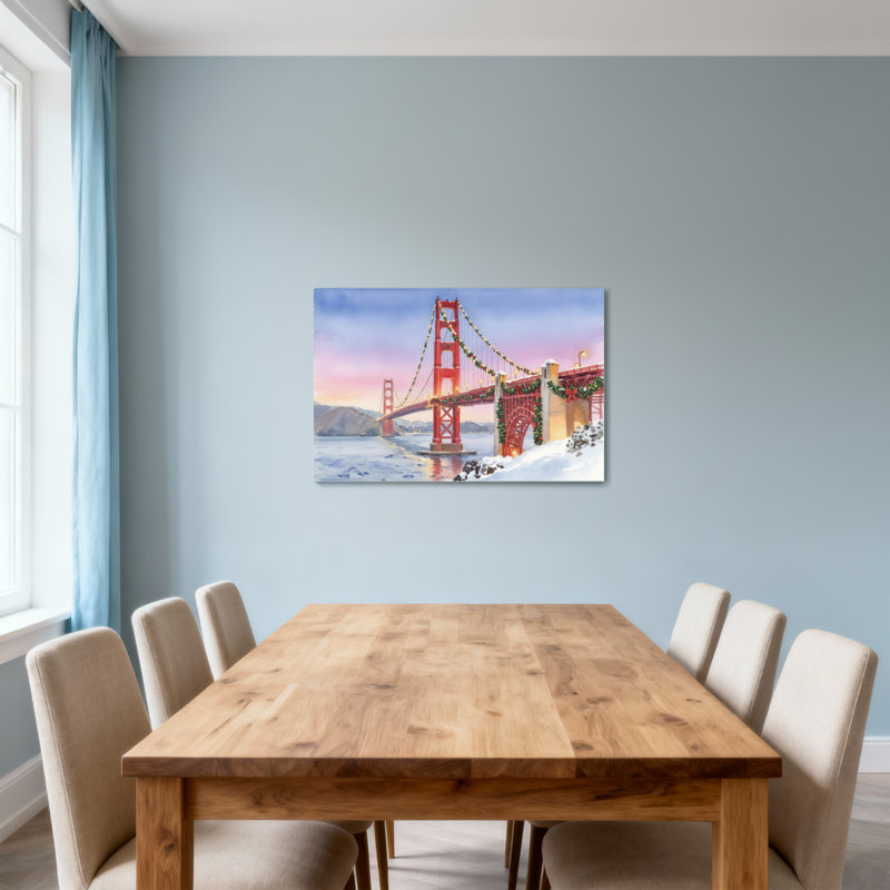 Noël, Golden Gate Bridge, scène de Noël, paysage d'hiver, H 32 po x l 48 po