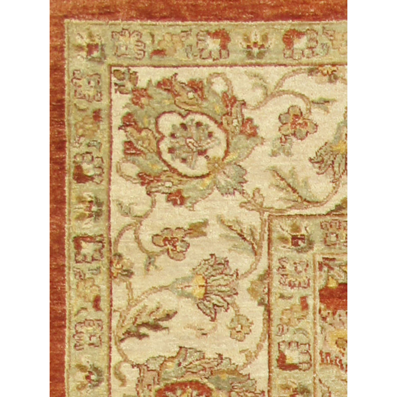 Agra Oriental Hand-Knotted Wool Red/Brown Area Rug, Rectangle 7'9" x 10'