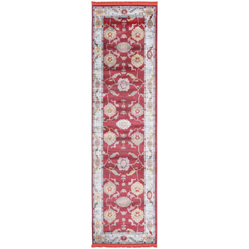 Tapis rouge transitionnel Marvella, Tapis de couloir 2 pi 7 po x 10 pi