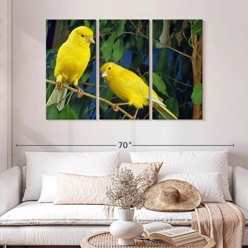 Brampt Yellow Canary Birds, 32" H x 50" W