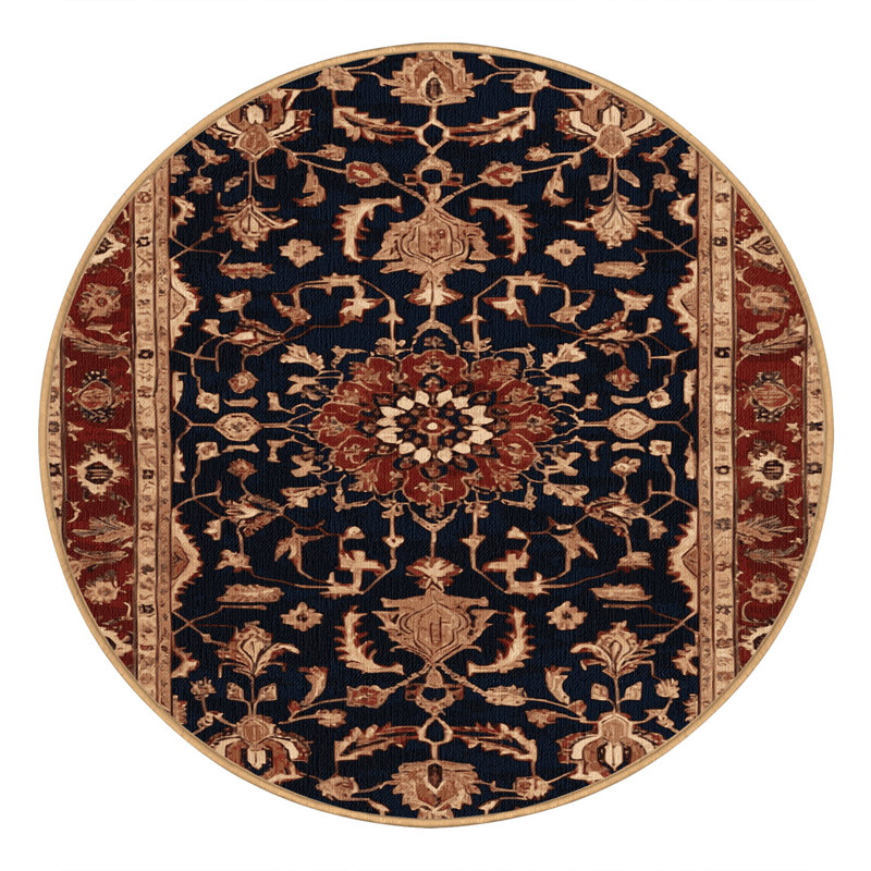 Tapis brun lavable à la machine, Rond 5 pi