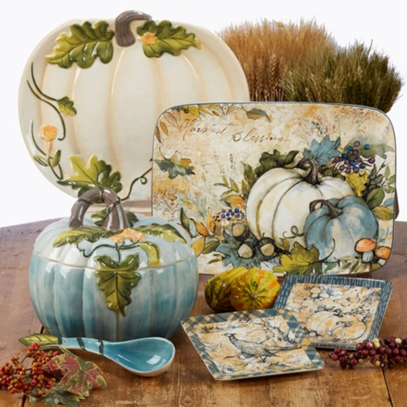 Harvest Gatherings 16-Piece Ceramic Dinnerware Set for Thanksgiving