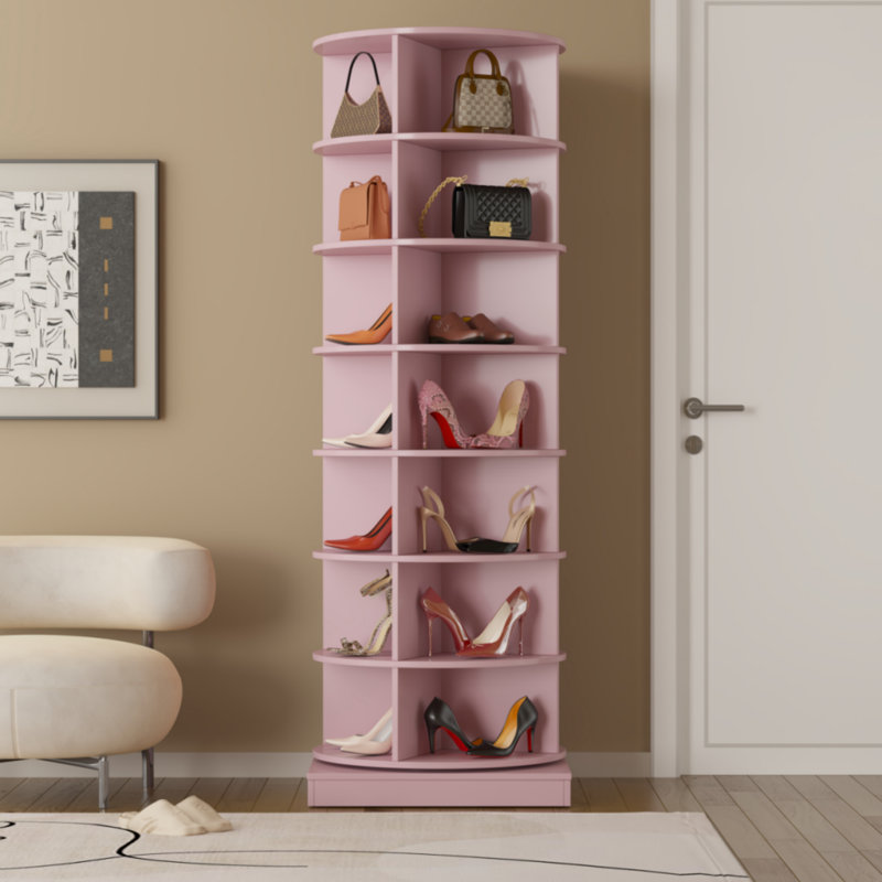 Armoire à chaussures rotative 360, Duplicata rose, H 64,96 po x l 24 po x P 24 po