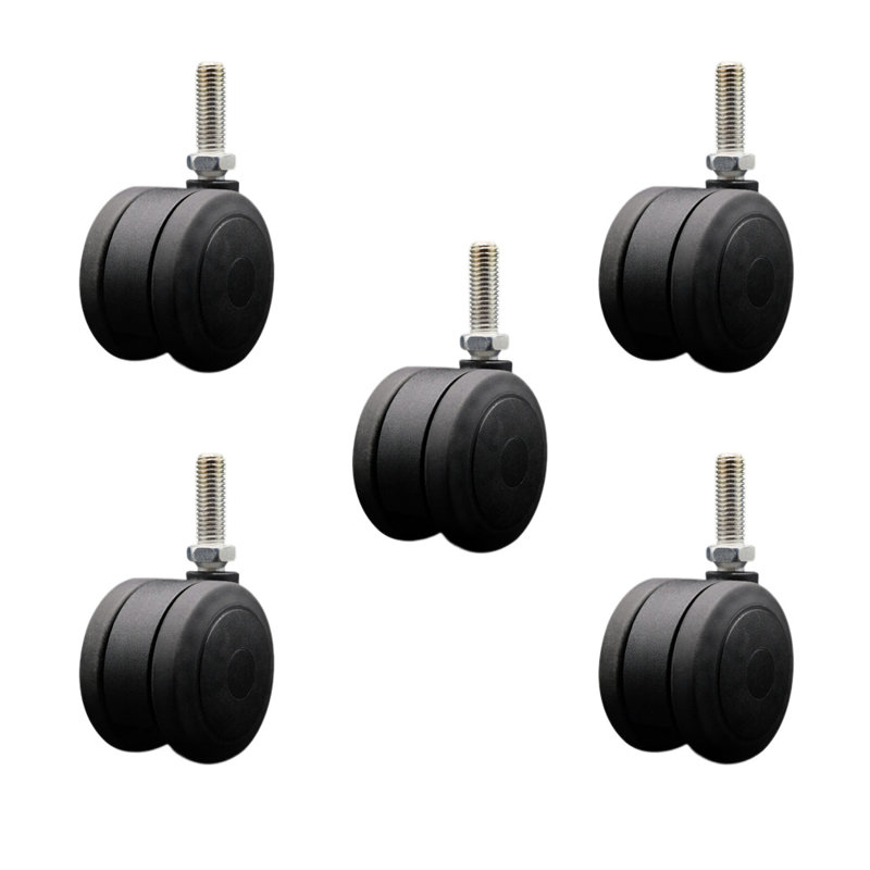 Ensemble de 5 roulettes pour lit simple à roulettes robustes 3 pouces 1/2 po, Noir