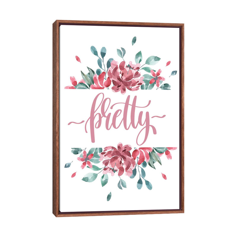 Jolie fleur - impression d'art graphique, Pas de tapis, Toile avec cadre brun, H 26 po x l 18 po x 1,5 po
