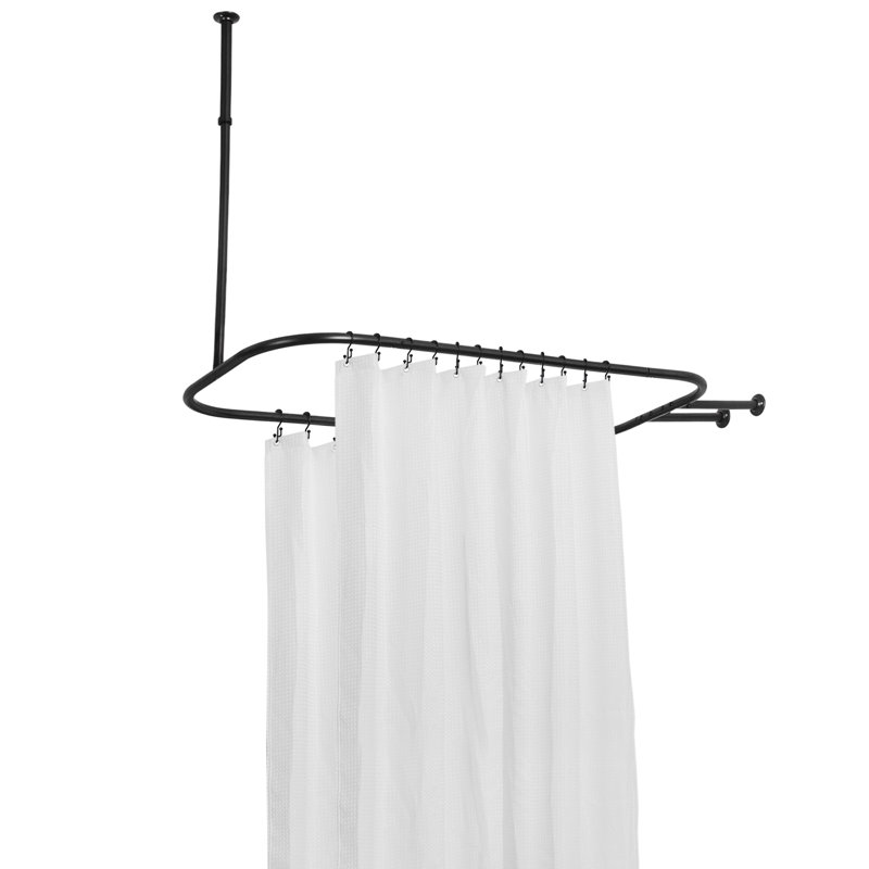 Tringle à rideau de douche en forme d'anneau fabriquée en aluminium antirouille à fixation murale avec support de plafond pour baignoire sur pattes Utopia Alley, très grande taille de 54 pouces x 26 pouces