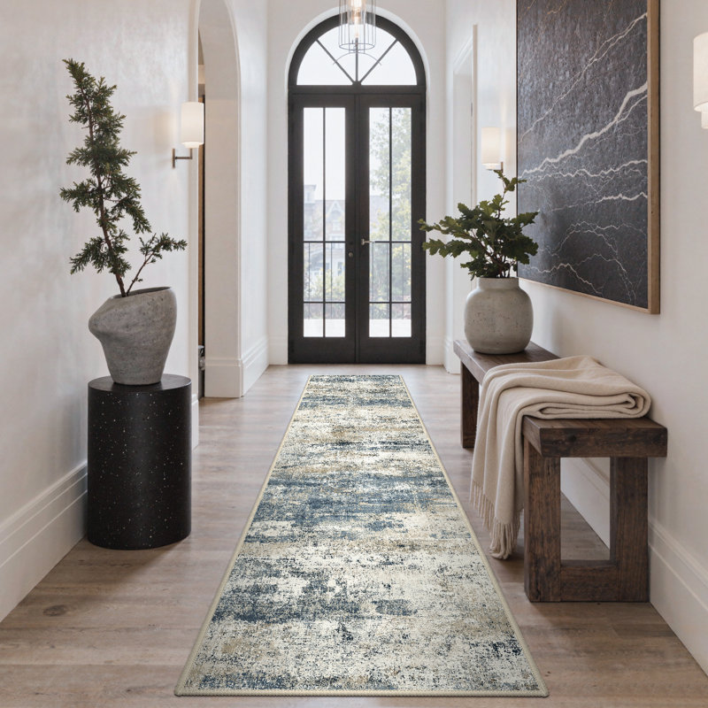 Tapis bleu / beige Pavelina, Blue/Beige, Runner 2' x 10'