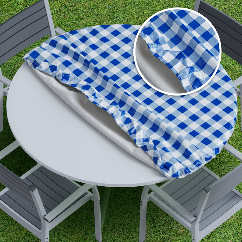 Housse pour nappe Gracie Oaks, Bleu, Rond 44 po