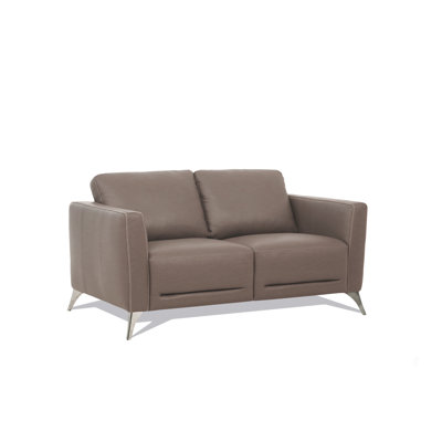 Taupe Leather Loveseat (Assembled)
