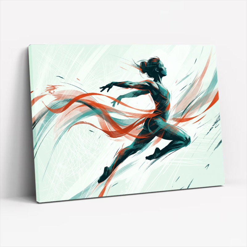Ensemble d'une toile murale représentant une danseuse en mouvement, 16"H x 24"W, Wrapped Canvas