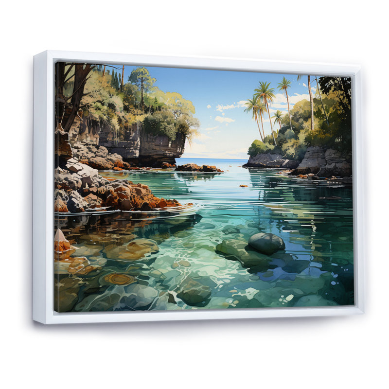 Bali Bliss Landscape III - impression, H 24 po x l 32 po x P 1 po, Cadre flottant blanc