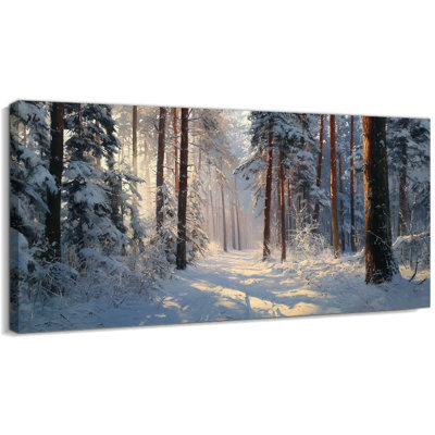 Hiver, forêt, art mural sur toile, pin de Noël, paysage de neige, impressions sur toile pour le salon, chambre à coucher, scène d'hiver, affiche sur toile, impression sur toile moderne, bureau à domicile, 16 po x 32 po