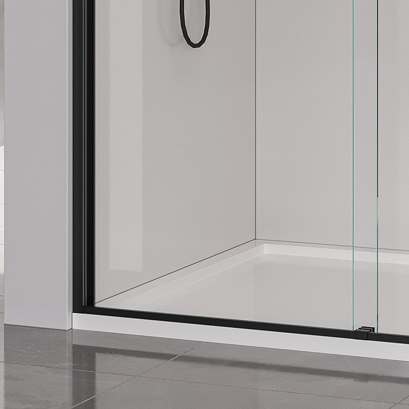 50-54*72 INCH Frame Double Sliding Soft-Close Shower Doors, Bathroom Sliding Shower Door,  (6Mm) Thick SGCC Tempered Glass Door For Bathroom Door ,Matte Black