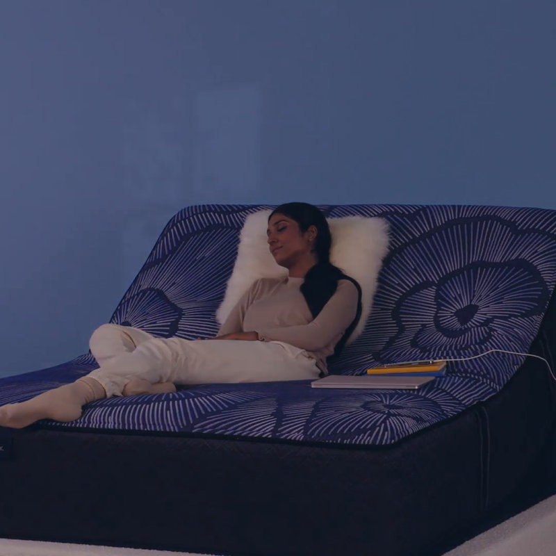 Navy Blue Adjustable Queen Upholstered Metal Platform Bed Frame