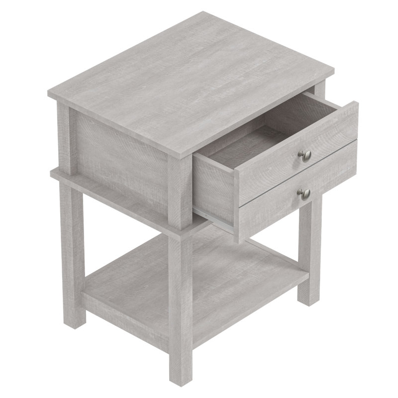 Dury 24.2" 1 Drawer Nightstand, Dusty Gray Oak