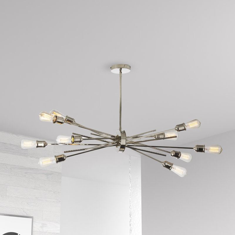 Lustre linéaire moderne Spoutnik 10 lumières Nebraska, Chrome Bruni