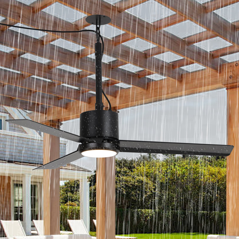 42" IP65 Waterproof Plug-in Outdoor Indoor Dimmable Ceiling Fan with 3CCT LED Lights and Remote Control, Wet Rated Propeller 6 Speeds Reversible Ceiling Fan