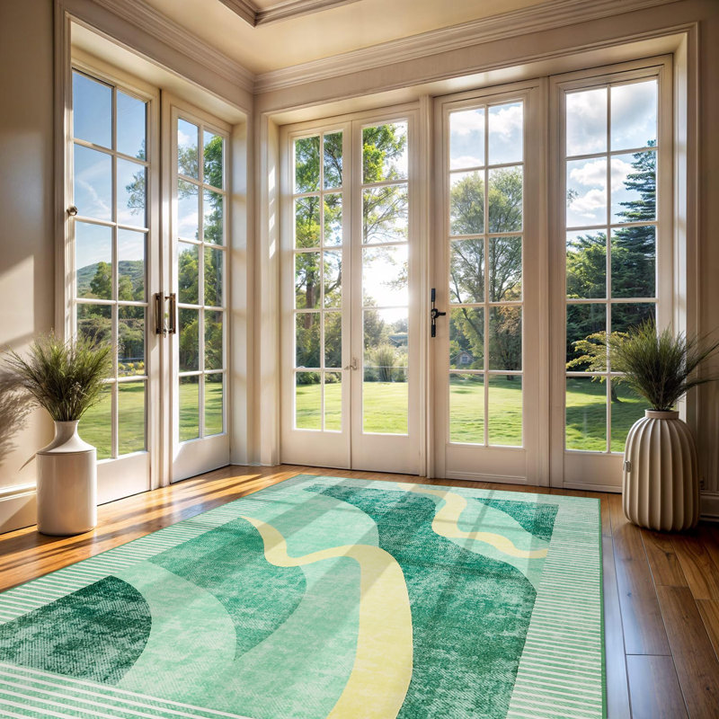 Large Moroccan Area Rug Soft Abstract Farmhouse Rugs For Bedroom Under Dining Table, Rectangle 6' x 9'