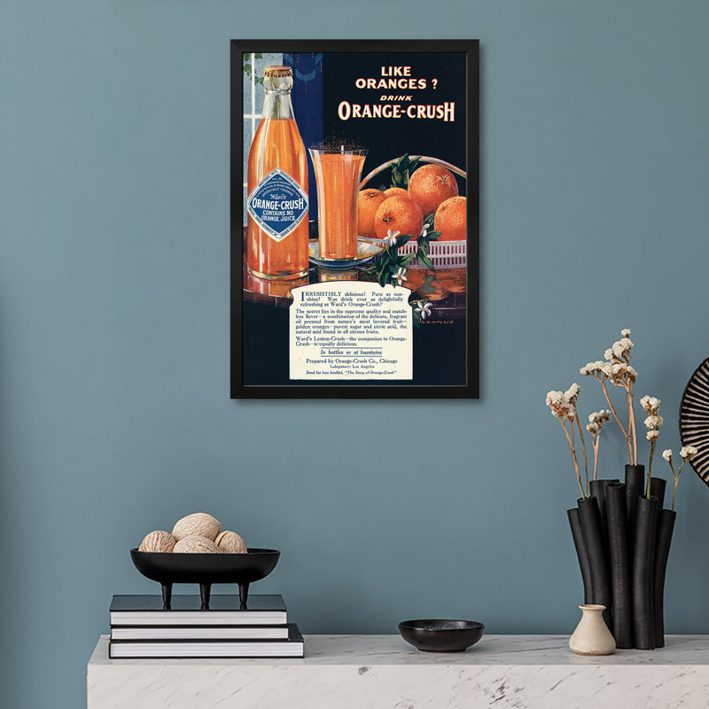 Affiche encadrée de qualité supérieure orange 1920s Publicité magazine