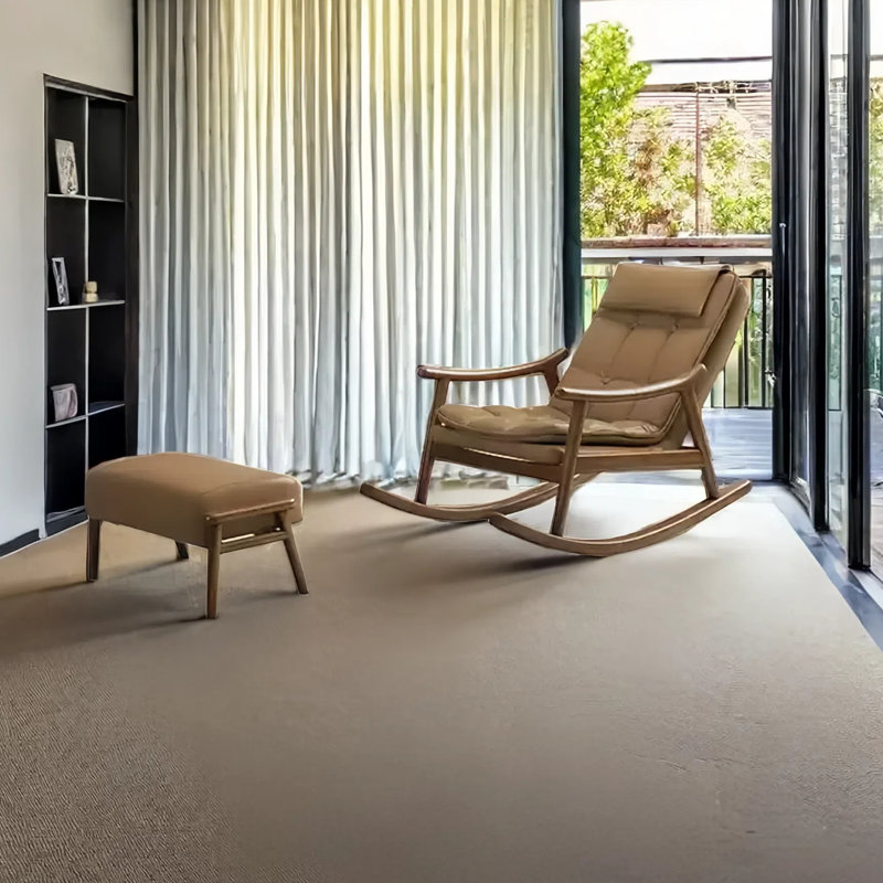 Chaise berçante en bois massif, Brun olive