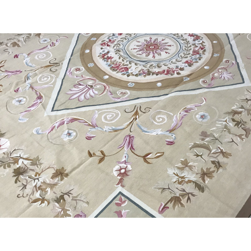 Hand-Knotted High-Quality Gold and Gold Area Rug
