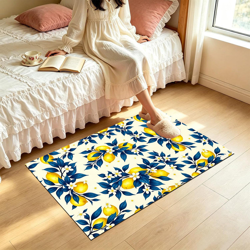  Tapis d'entrée antidérapant pour l'extérieur, 16 po x 24 po, imprimé fleur de citron, Imprimé fleur de citron, 16 po x 24 po
