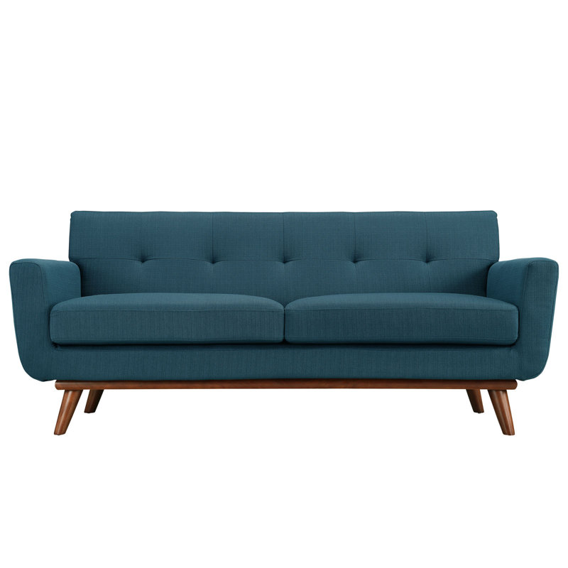 Modway Engage Upholstered Fabric Loveseat, Azure Polyester