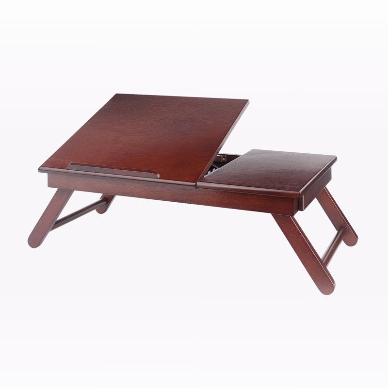 Canute Brown Finished Writing Desk with Pull-Out Drawer, 7.47" H X 24.87" W X 13.54" D