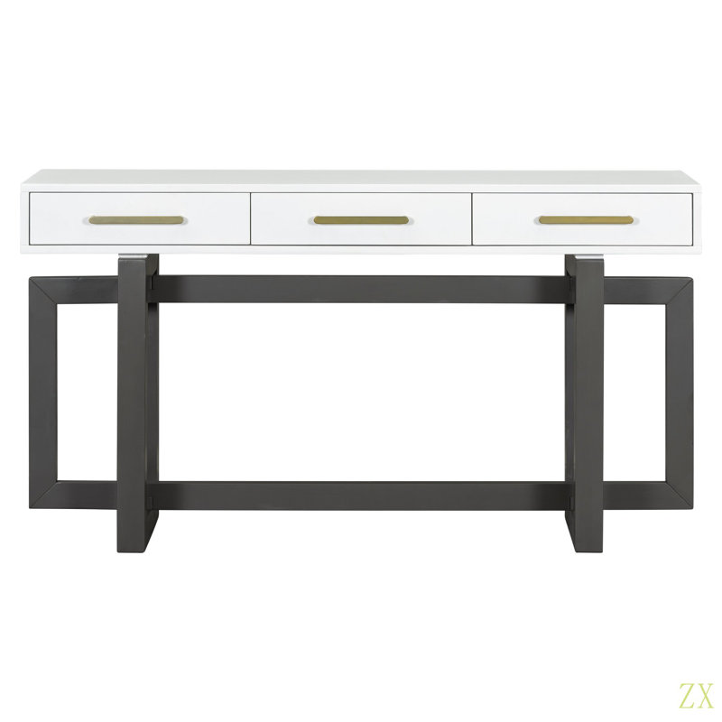 Elegant Console Table With Three Drawers, Extra Long Entryway Table For Entryway, Hallway, Living Room, Foyer, Corridor, Gray