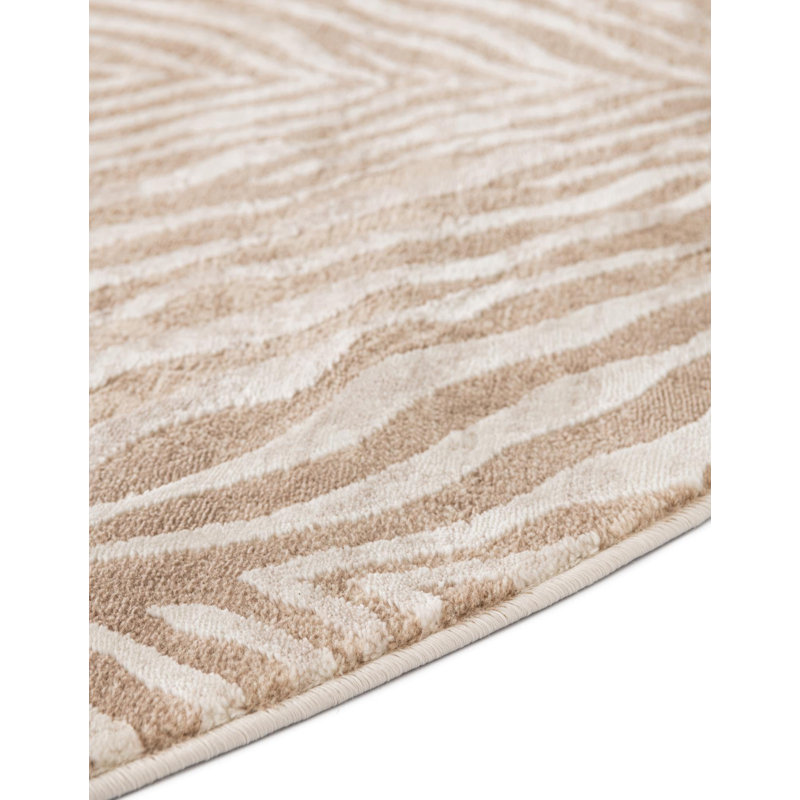 Tatte Animal Print Ivory/Beige Area Rug, Oval 3'3" x 5'3"