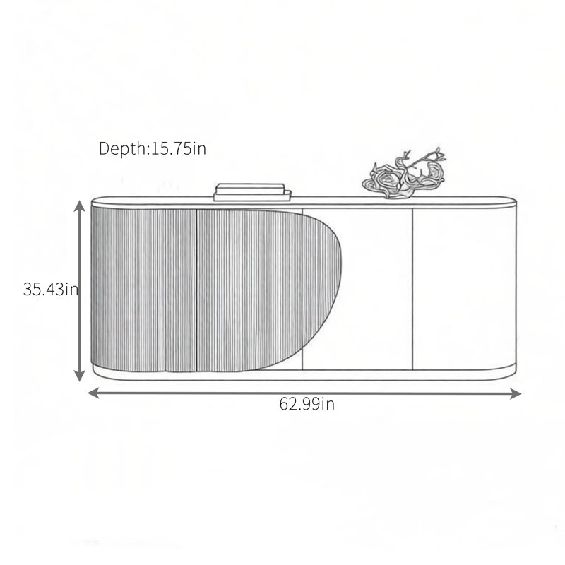 Buffet simple à grande capacité, 35.43" H x 62.99" W x 15.75" D