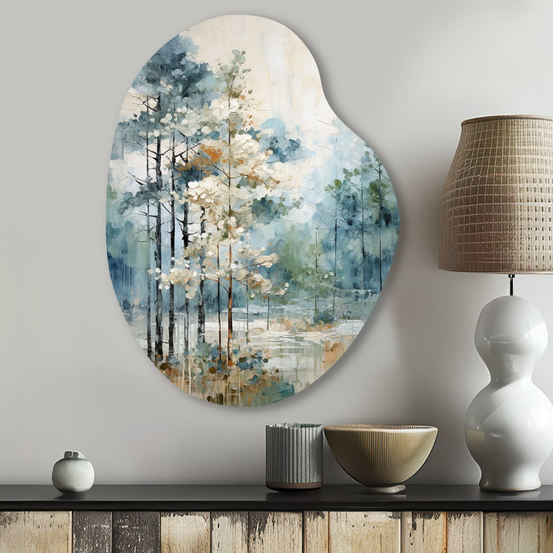 Haliee, pin, forêt enchantée II - pin, décoration murale irrégulière en forme de poire en métal, H 30 po x l 22 po