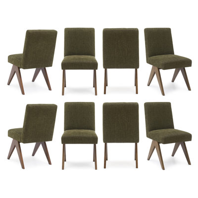Chaise de salle à manger rembourrée en bois massif de 18 po Sueann (ensemble de 8)