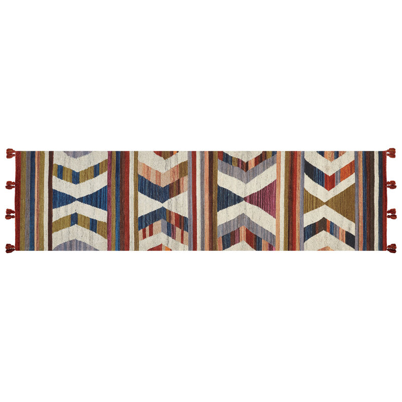 Savard Geometric Wool Hand Woven Area Rug, Runner 80 x 300cm