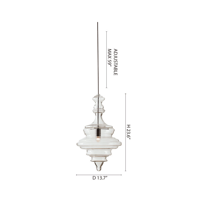 1-Light Chrome Single Pendant With A Clear Glass Shade