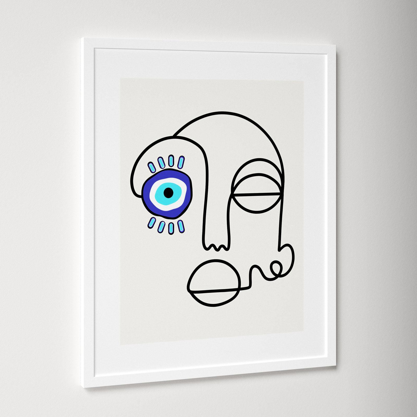 No Evil Allowed Print by Shatha Al Dafai, 25.38" H x 20.38" W x 0.875" D, White