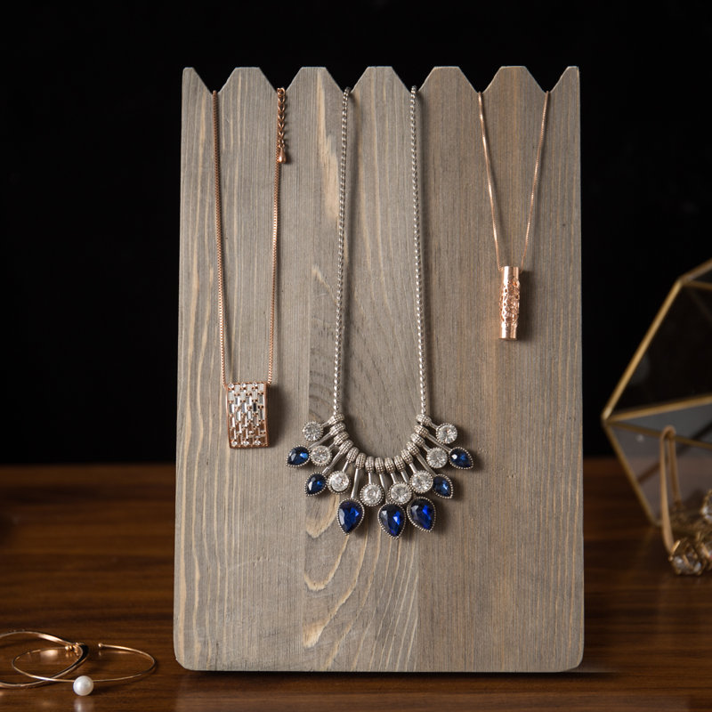 Rangement à bijoux en bois massif, Gris