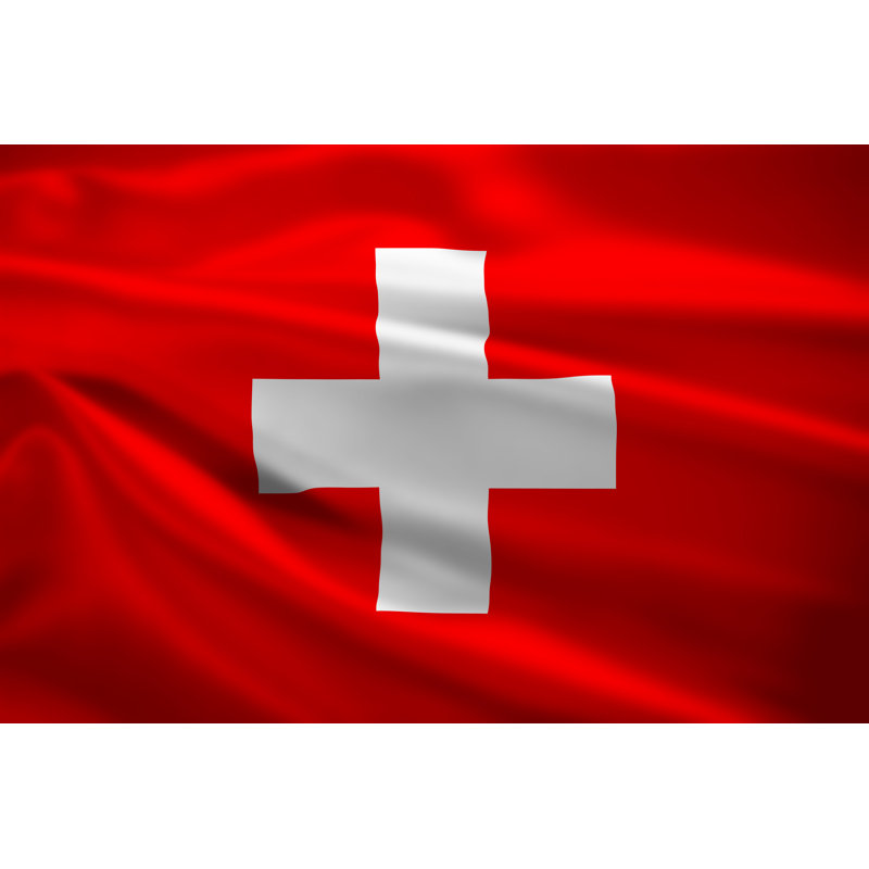 Switzerland Flag Blowing In The Wind - Wrapped Canvas Print, 30cm H x 46cm W x 3.8cm D