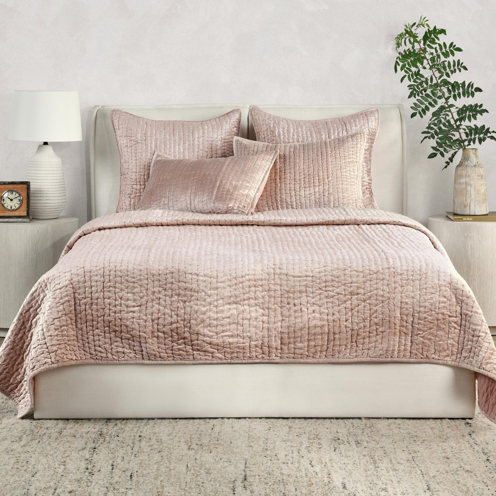 Velvet Quilt Set, King Quilt, Bliss Pink