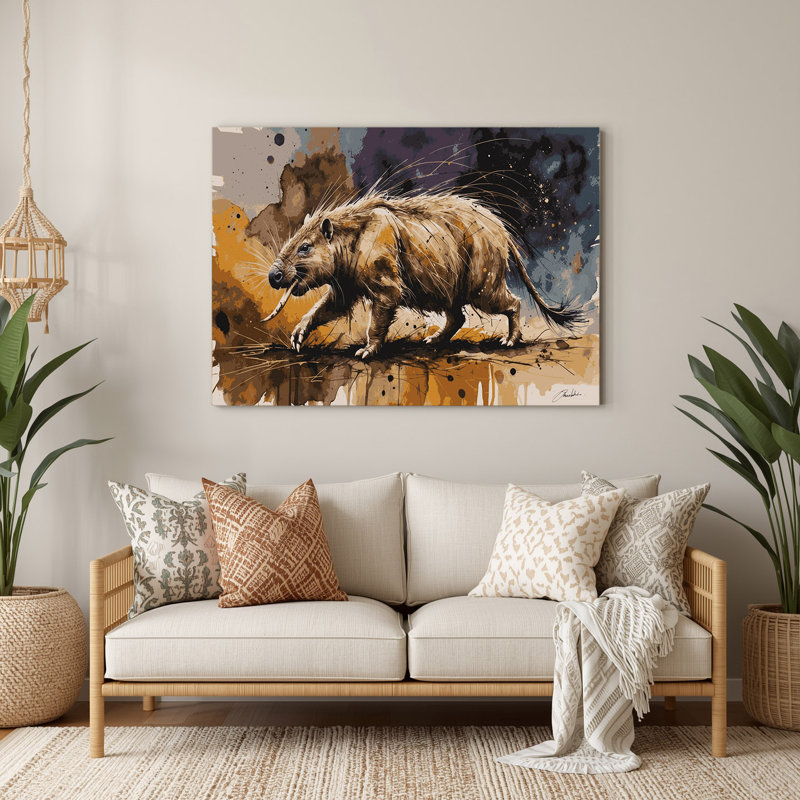 Faune, art mural en métal gris Aardvark, H 11 po x l 14 po