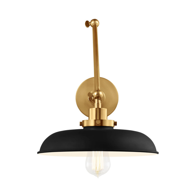 Wellfleet Double Arm Wide Task Sconce, Burnished Brass, Midnight Black