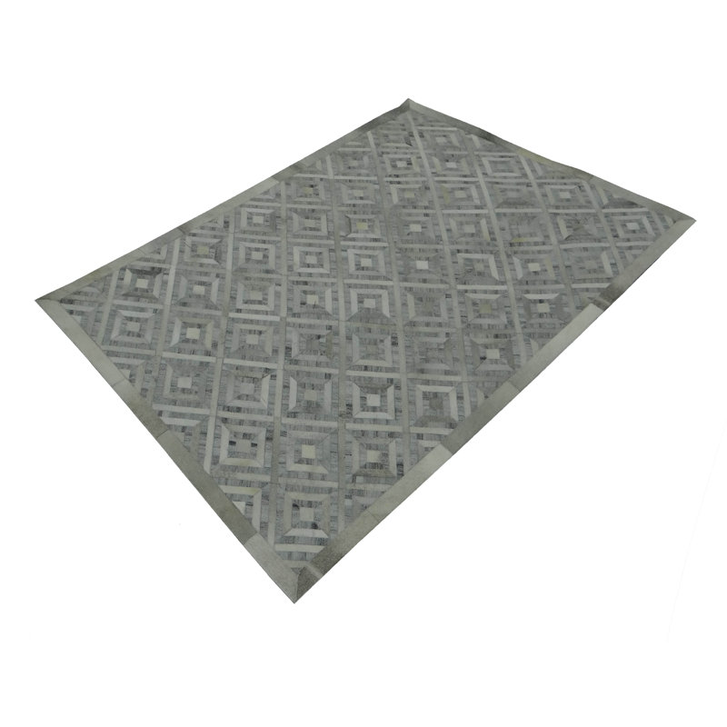Tapis argenté / gris touffeté à la main Attikus, Rectangle 5 pi 3 po x 7 pi 2 po